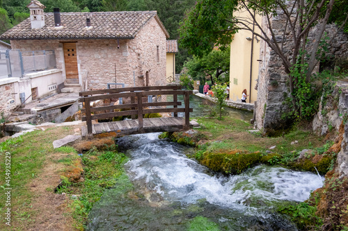 Beautiful small village with river in Umbria, Italy photo