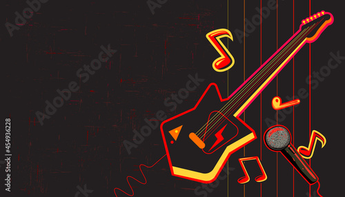 Vector illustration of rock music background design template for music festival or concert banner.