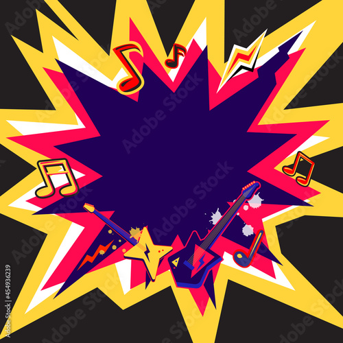 Vector illustration of rock music background design template for music festival or concert banner.