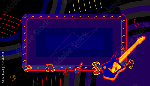 Vector illustration of rock music background design template for music festival or concert banner.