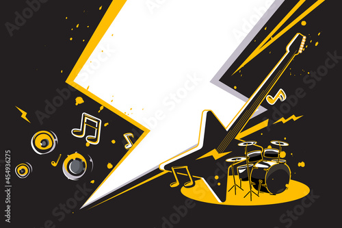 Vector illustration of rock music background design template for music festival or concert banner. photo