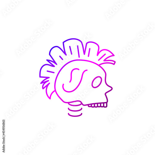 Cyberpunk head with mohawk outline icon. Futuristic skull. Future with robot technology