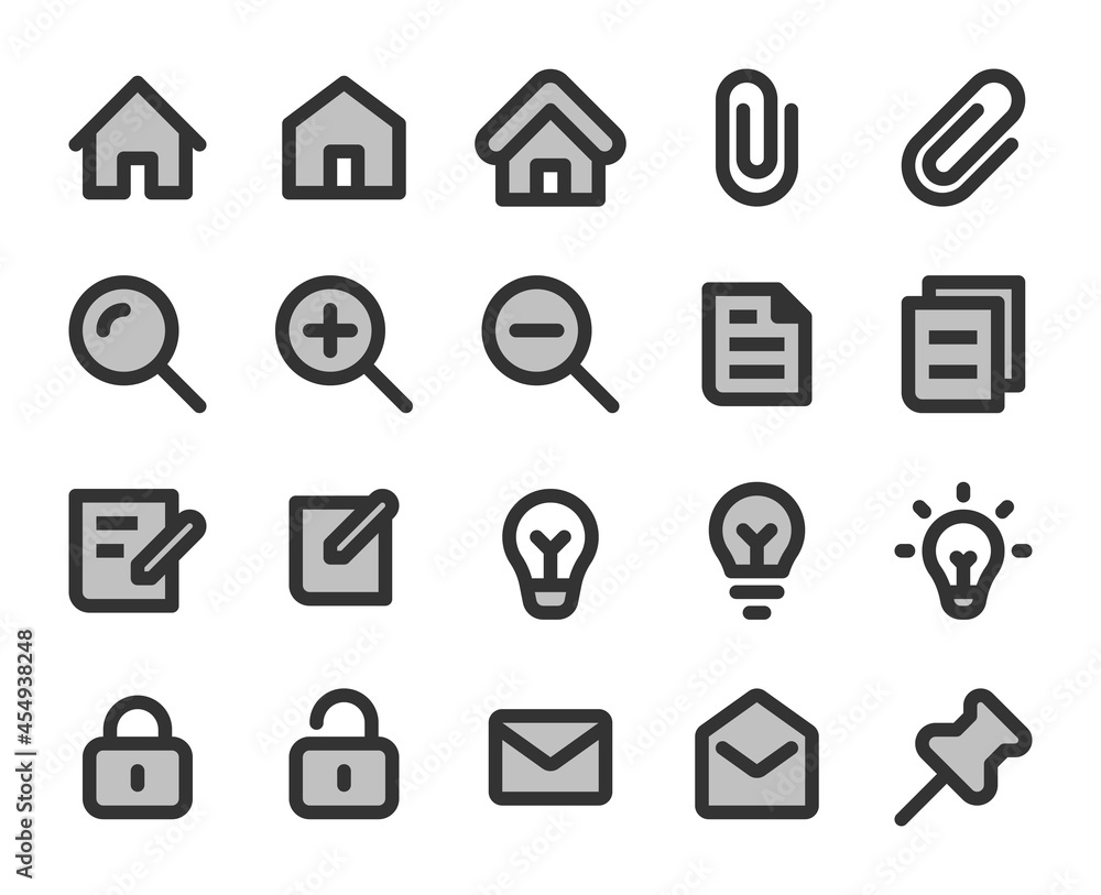 Collection of bicolor pixel perfect icons: User interface. Set #1. Built on base grid of 24 x 24 pixels. The initial base line weight is 2 pixels. Editable strokes Collection of bicolor pixel perfect icons: User interface. Set #1. Built on base grid of 24 x 24 pixels. The initial base line weight is 2 pixels. Editable strokes