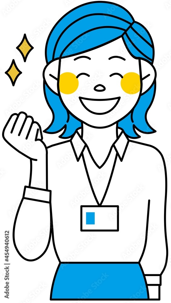 笑顔で応援する女性従業員 笑顔で応援する女性従業員