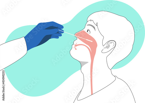 Nasal swab laboratory test Medical Test, Nose, Scientific Experiment, Cotton Swab for man patients Coronavirus covid-19 pandemic concept vector