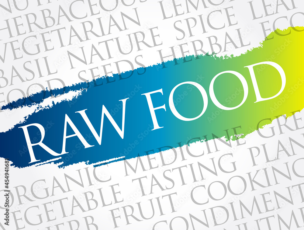 RAW FOOD word cloud collage, food concept background RAW FOOD word cloud collage, food concept background