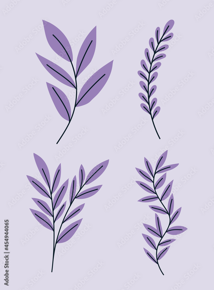 four purple plants