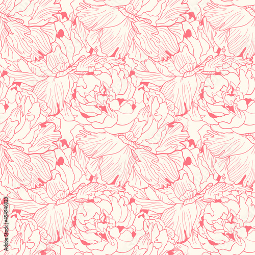 Gentle pink two colors peony seamless pattern