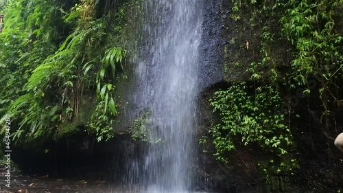 beautiful waterfall and river in the cave