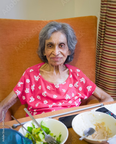 Photos Elderly Indian woman recovering in a care home or nursing home
