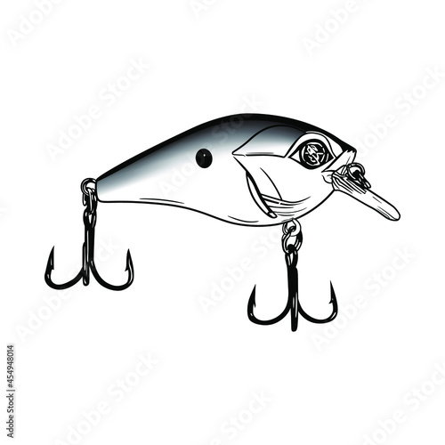 Simple black and white vector illustration of fish bait