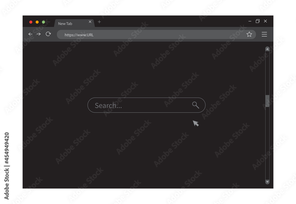 Modern dark browser mockup for website. Webpage user interface. Internet browser template. Vector illustration. Modern dark browser mockup for website. Webpage user interface. Internet browser template. Vector illustration.