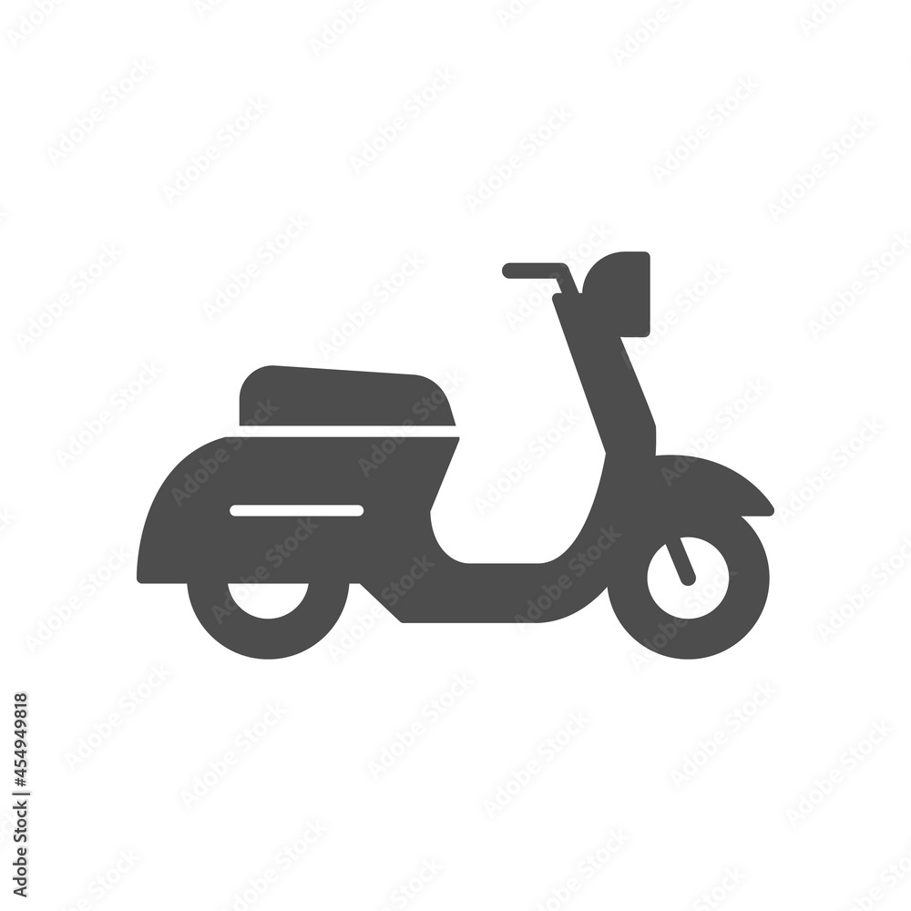 Retro scooter or moped glyph icon Retro scooter or moped glyph icon