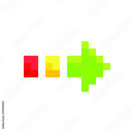 Arrow pixel icon. Podcast 8-bit vector illustration. © rostyslav