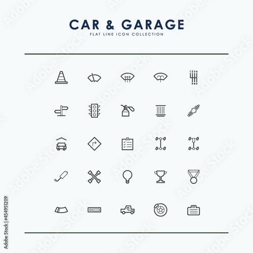 Car and Garage line icon