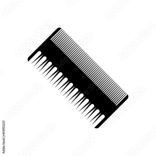 The icon of a plastic comb with small and large teeth on a white background.