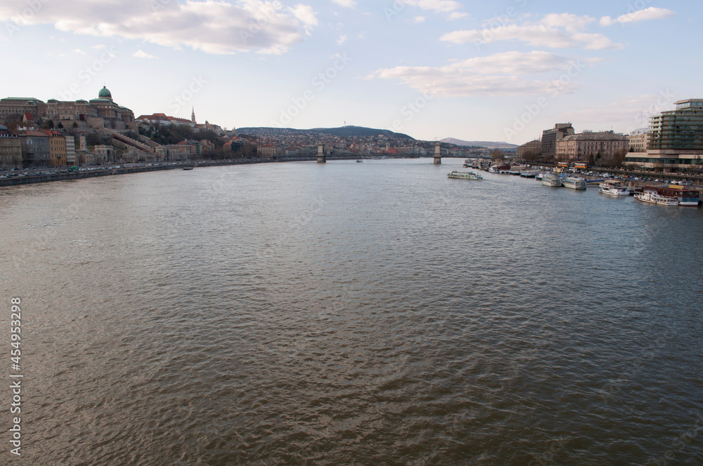 Danube River and Budapest Skyline in the Afternoon