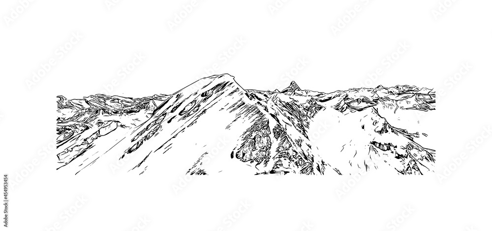 Building view with landmark of La Clusaz is the
commune in France. Hand drawn sketch illustration in vector. Building view with landmark of La Clusaz is the
commune in France. Hand drawn sketch illustration in vector.