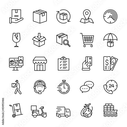 Transport, shipping, logistic, delivery, icon set. vector illustration.	