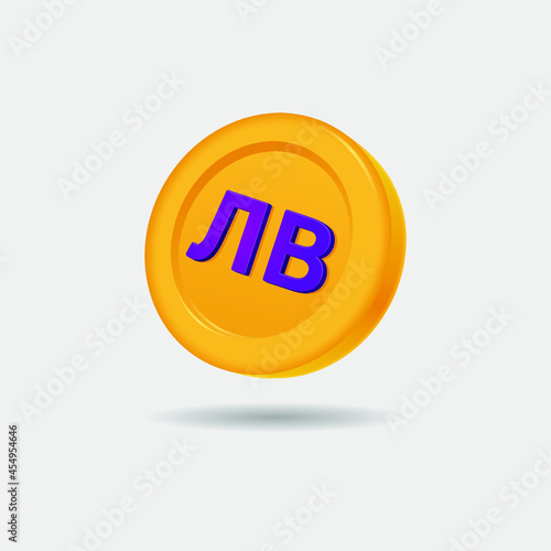 3D icon of bulgarian lev coin