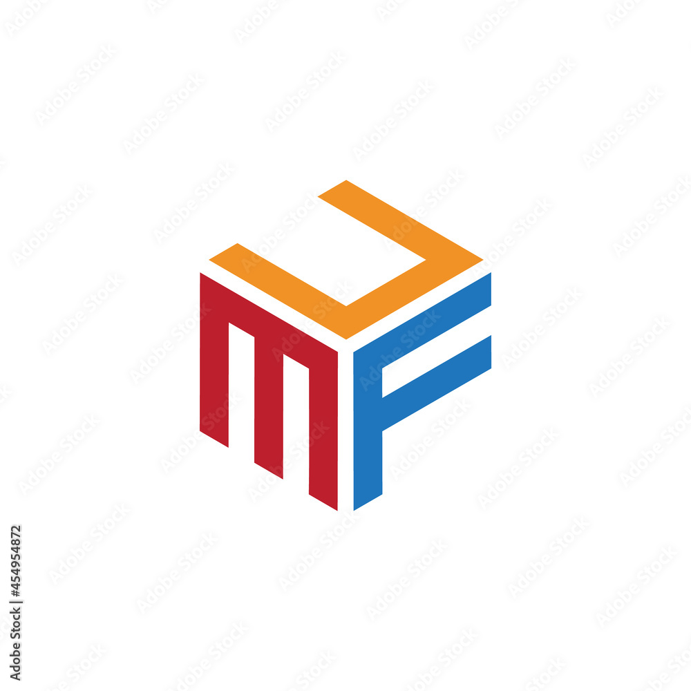 Hexagon logo with the letters UMF design Hexagon logo with the letters UMF design