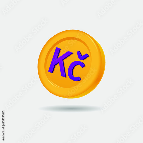 3D icon of Czech Koruna coin