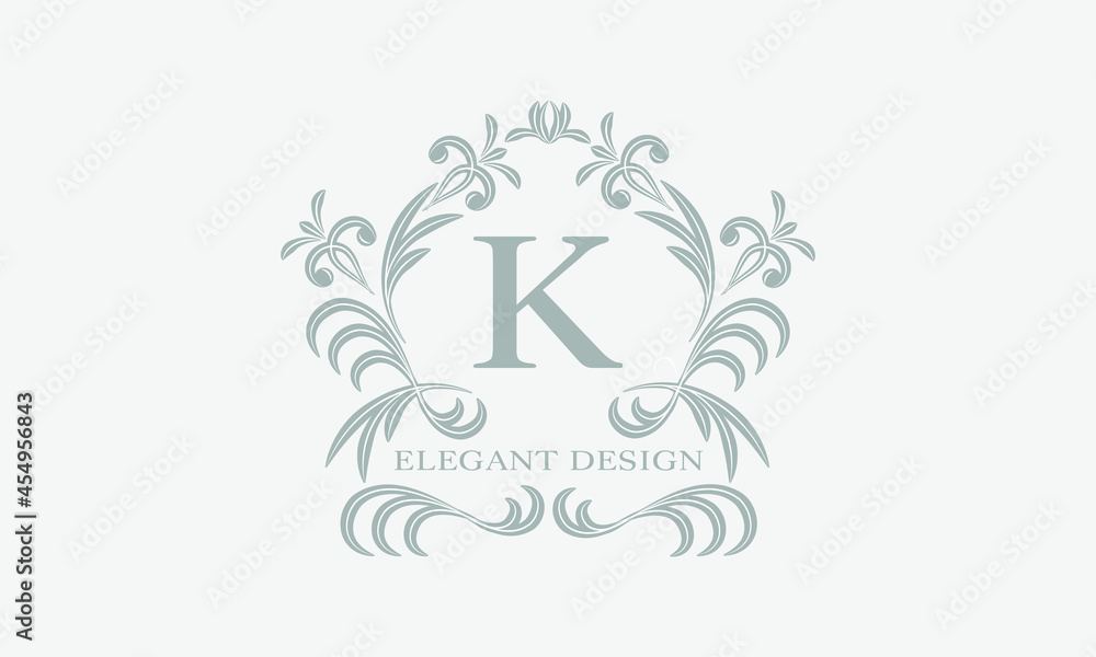 Monogram template with the initial letter K. Logo for cafe, bar, restaurant, invitation. Business style and brand of the company.