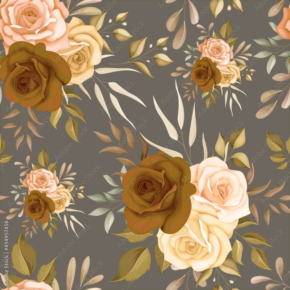 Beautiful auntumn flower seamless pattern Beautiful auntumn flower seamless pattern