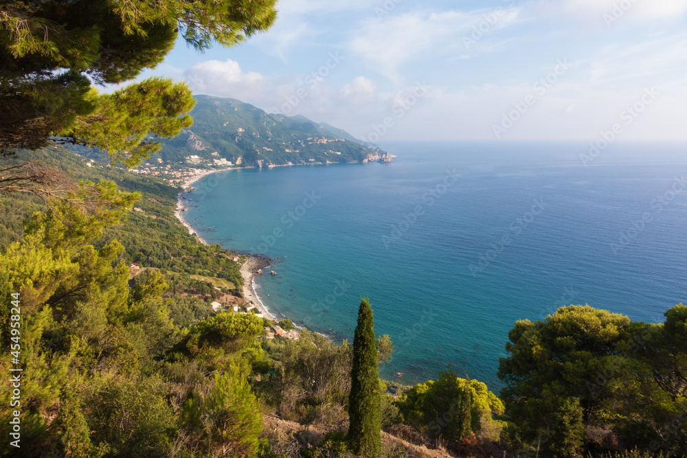 Amazing view to Agios Gordios beach in Corfu island, Greece 