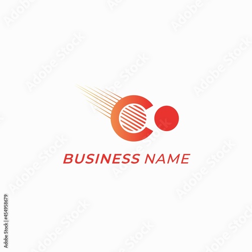 logo design comet meteor and letter C