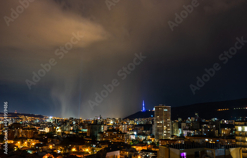 Dramatic sky with lighting in Tbilisi