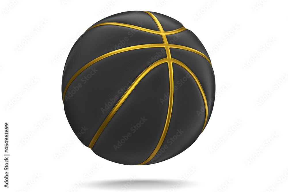 Gold and black basketball ball isolated on white background
