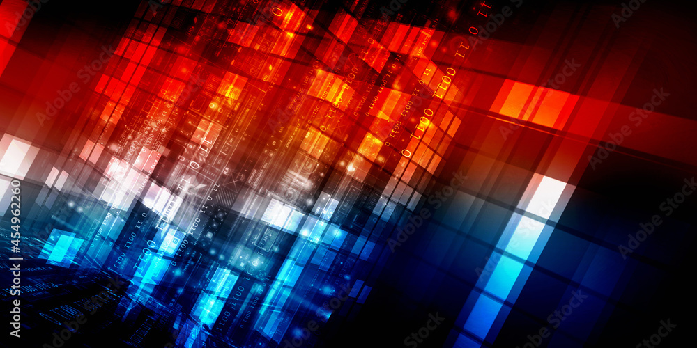 Fototapeta premium 2d illustration Abstract futuristic electronic circuit technology background 