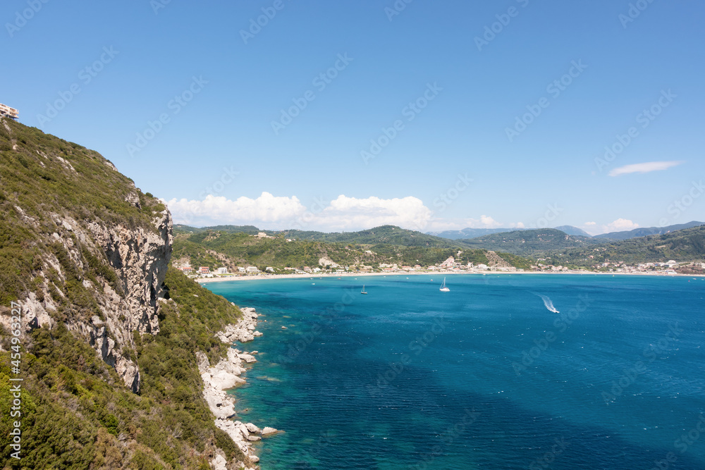 Amazing view to the Saint George Pagon beach, Corfu, Greece