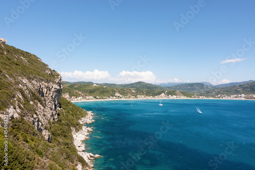 Fototapeta Naklejka Na Ścianę i Meble -  Amazing view to the Saint George Pagon beach, Corfu, Greece