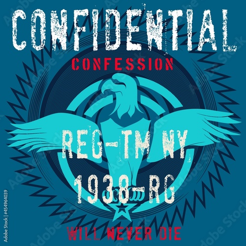 eagle military design with text confidential confession and background