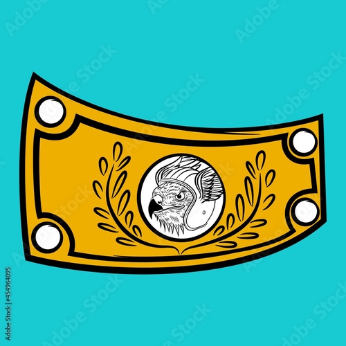 yellow billet with hawk and background