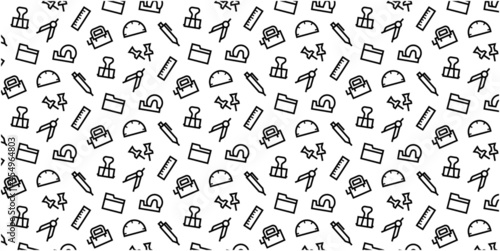Stationery icon pattern background for website or wrapping paper (Monotone version)