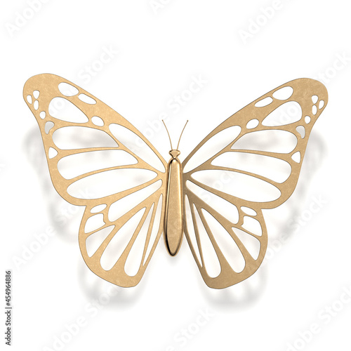 Metal butterfly 3d rendering