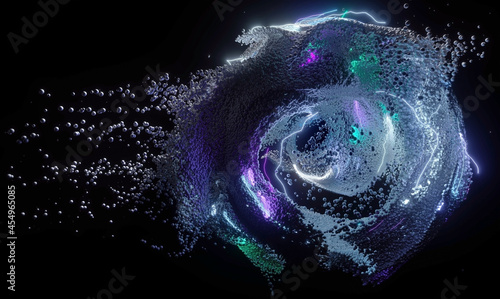 Photography 3d render of abstract art of surreal twisted spiral tornado hurricane based on s