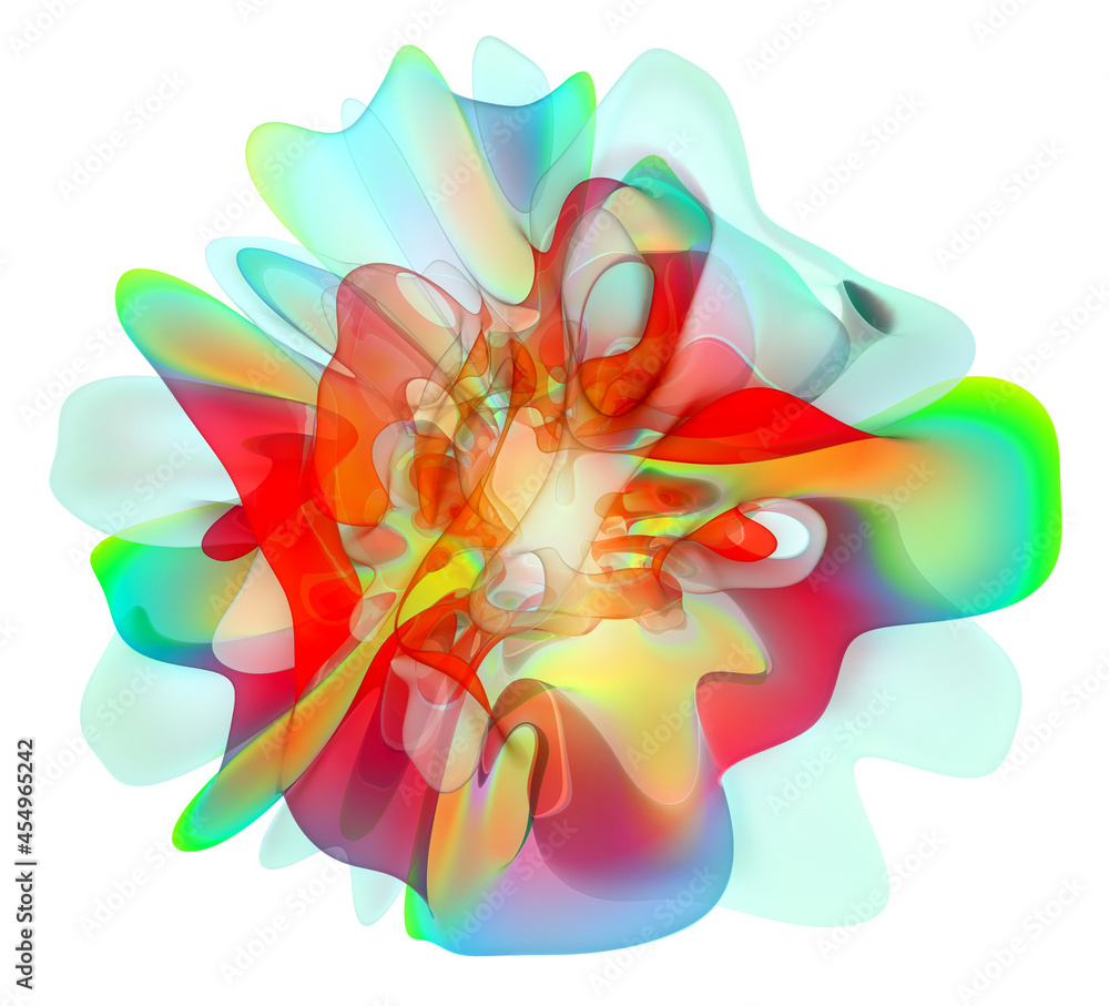 3d render of abstract art with surreal alien blossom flower in curve wavy elegance biological lines forms in white red green and toxic green gradient color on isolated white background 3d render of abstract art with surreal alien blossom flower in curve wavy elegance biological lines forms in white red green and toxic green gradient color on isolated white background