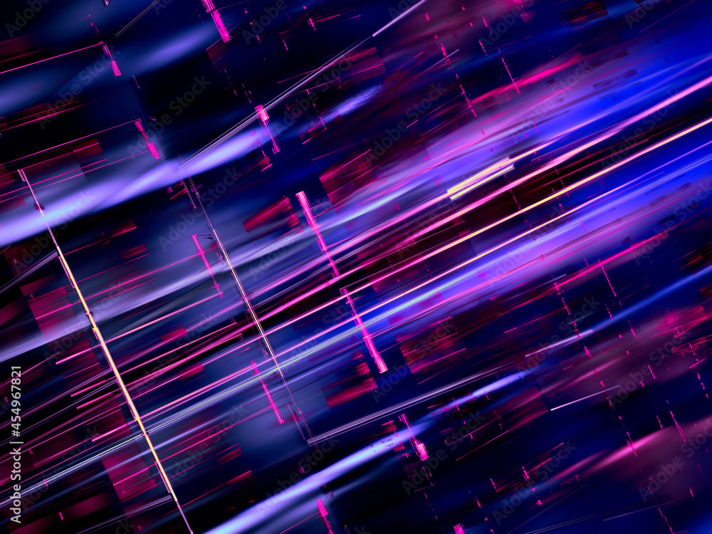Abstract shiny background with chaotic straight lines - 3d illustration - obrazy, fototapety, plakaty 