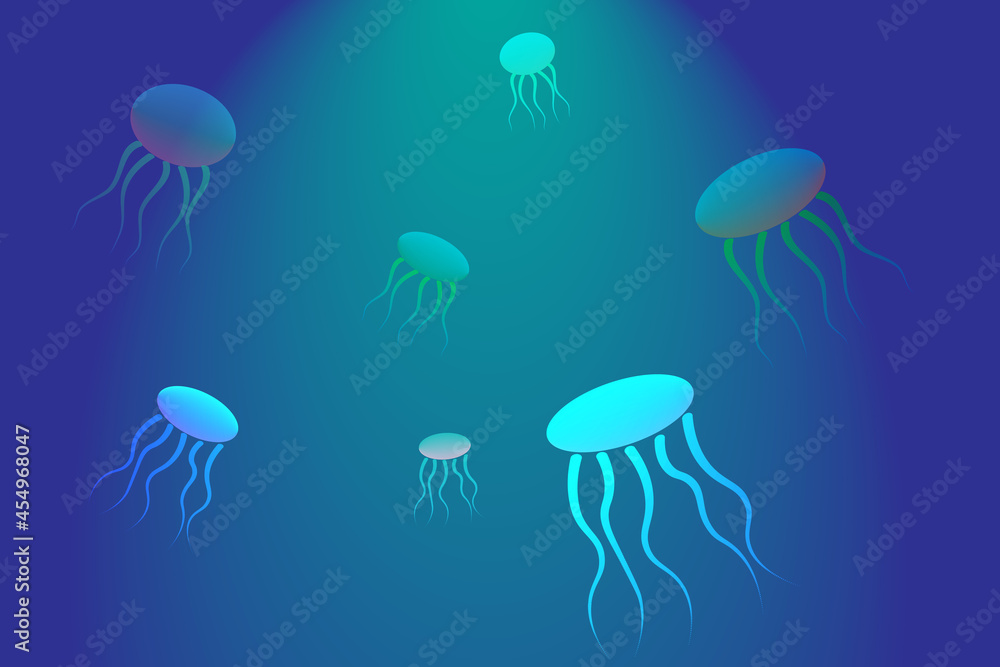 Vector isolated jellyfish, marine animals - Stock Vector illustration Vector isolated jellyfish, marine animals - Stock Vector illustration