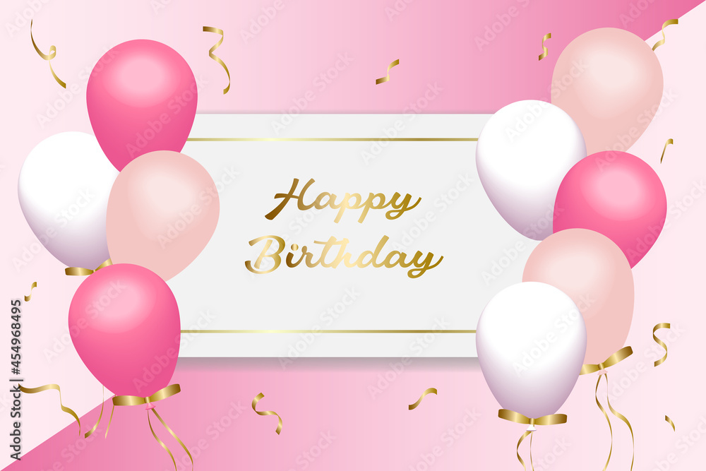 3D realistic balloon Happy Birthday Card, banner, template, flyer