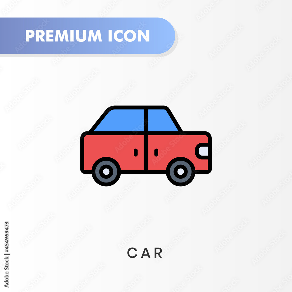 car icon for your website design, logo, app, UI. Vector graphics illustration and editable stroke. car icon lineal color design.