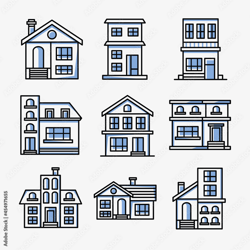 city houses symbol collection