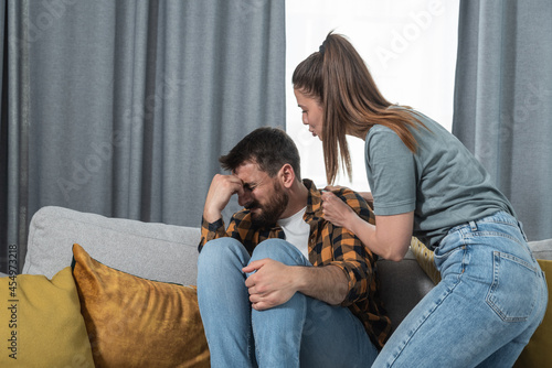 фотографія Young man with agoraphobia trauma after a car accident is afraid of people and h