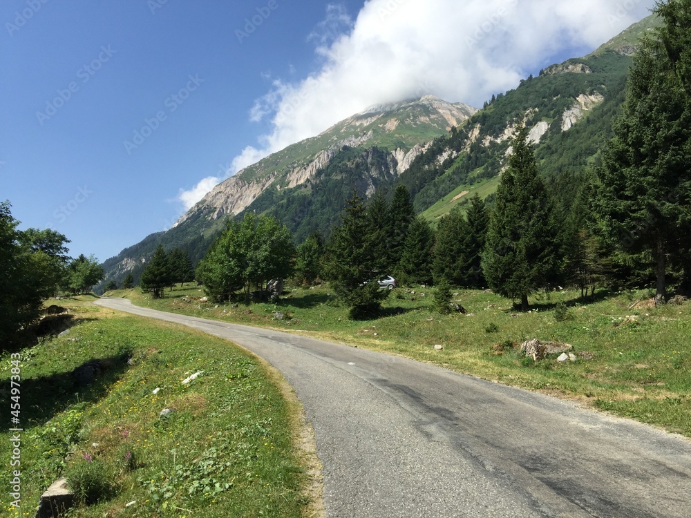 mountain road in the swiss mountains