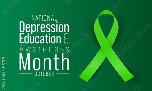 National Depression education and awareness month is observed every year in October, it is a common condition, and recovery is possible with the right treatment. Vector illustration