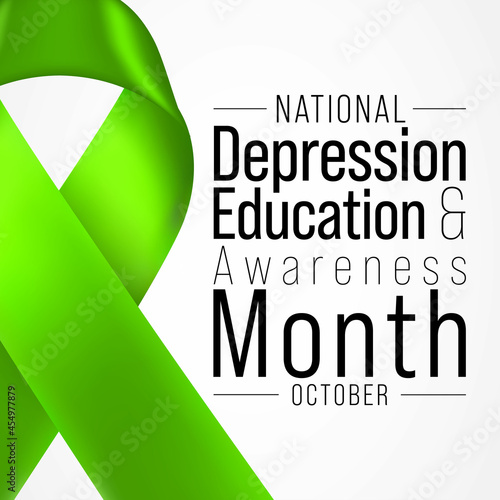 National Depression education and awareness month is observed every year in October, it is a common condition, and recovery is possible with the right treatment. Vector illustration